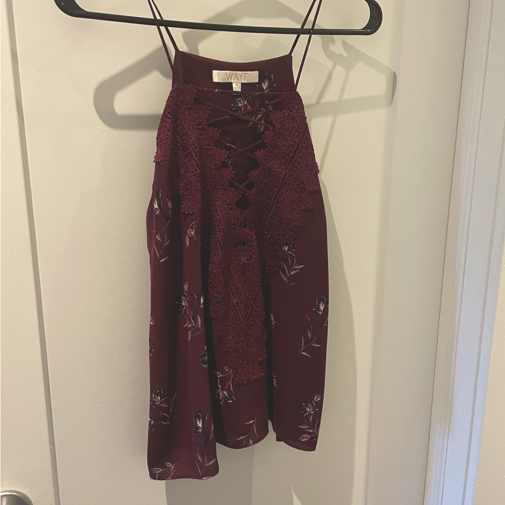 WAYF Posie Strappy Camisole, Purple Floral, Size Medium, Like New